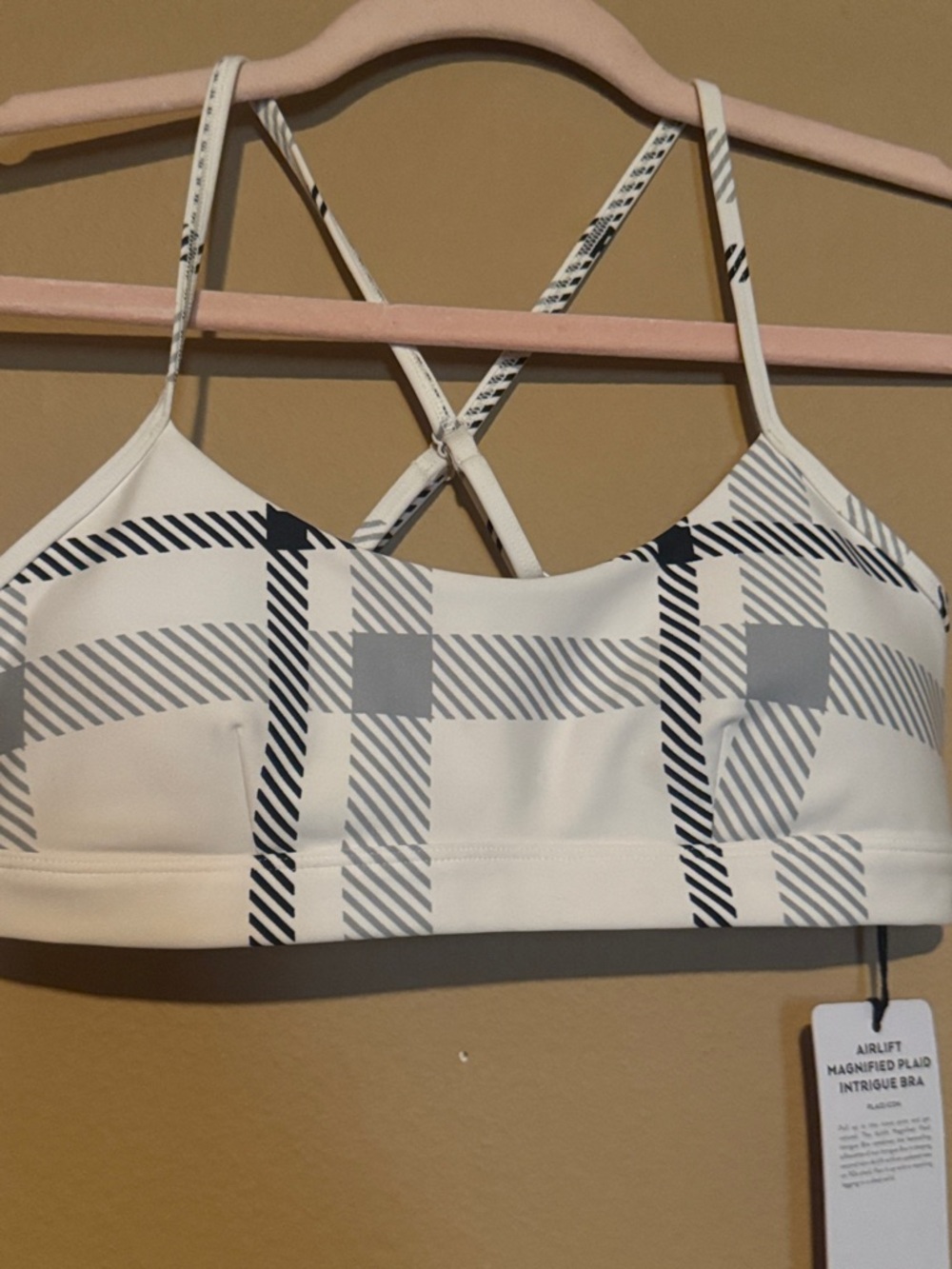 ALO Yoga White Plaid Strappy Sports Bra - Picture 2 of 3